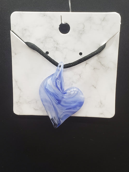 Adjustable glass heart pendant necklace # PC3S10