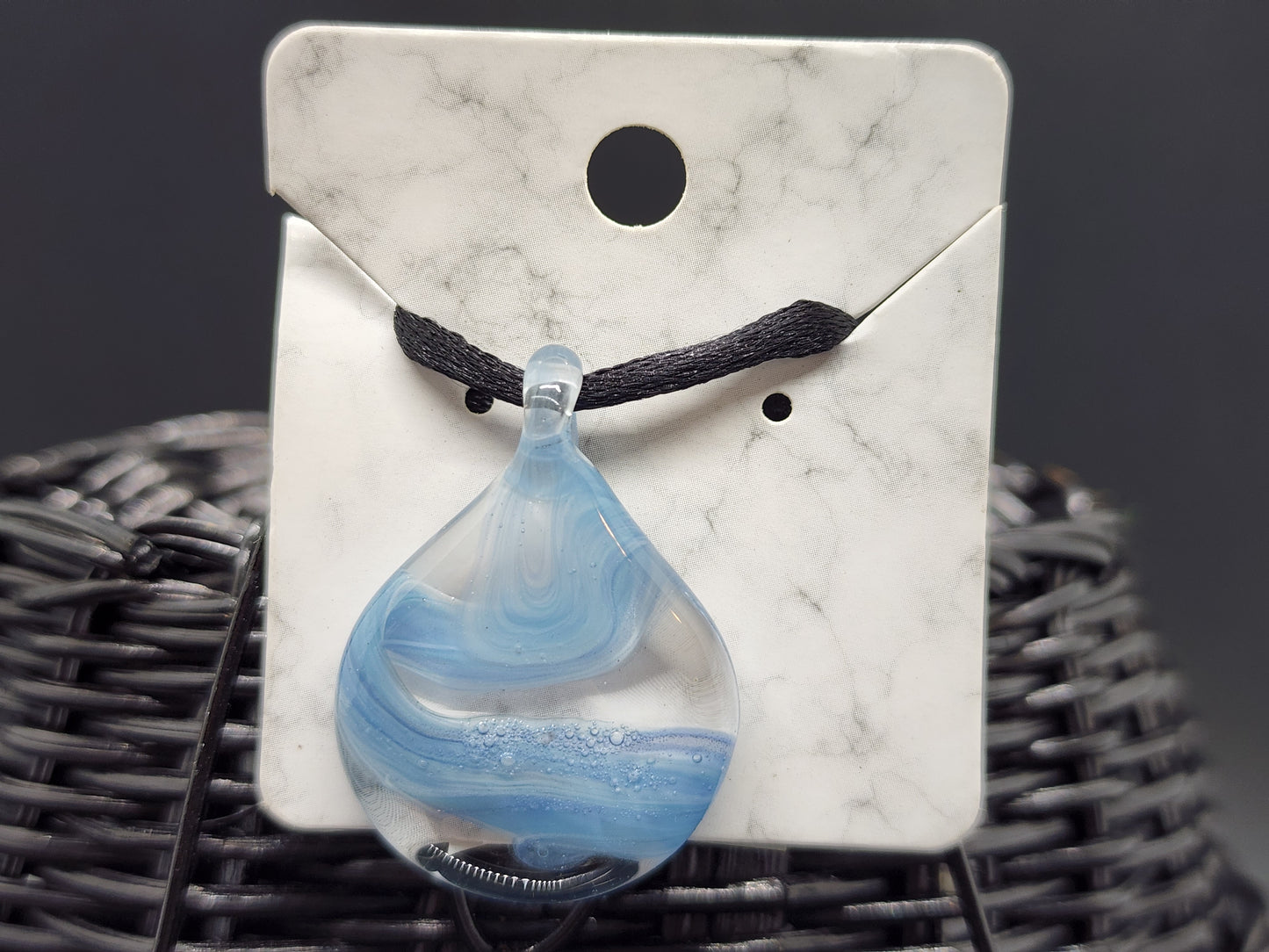 Adjustable flat round glass pendant necklace # NC6S13