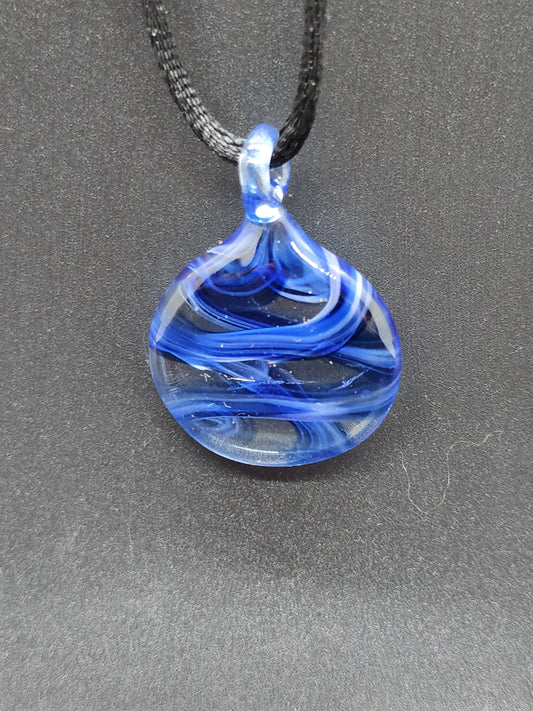 Adjustable flat round glass pendant necklace # N13