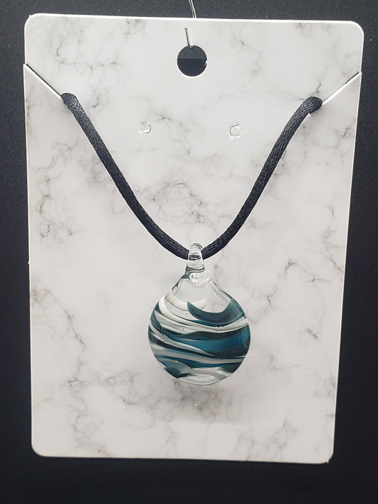 Adjustable glass ball pendant necklace # N199