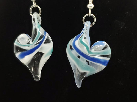 Glass heart pendant earrings # ES13
