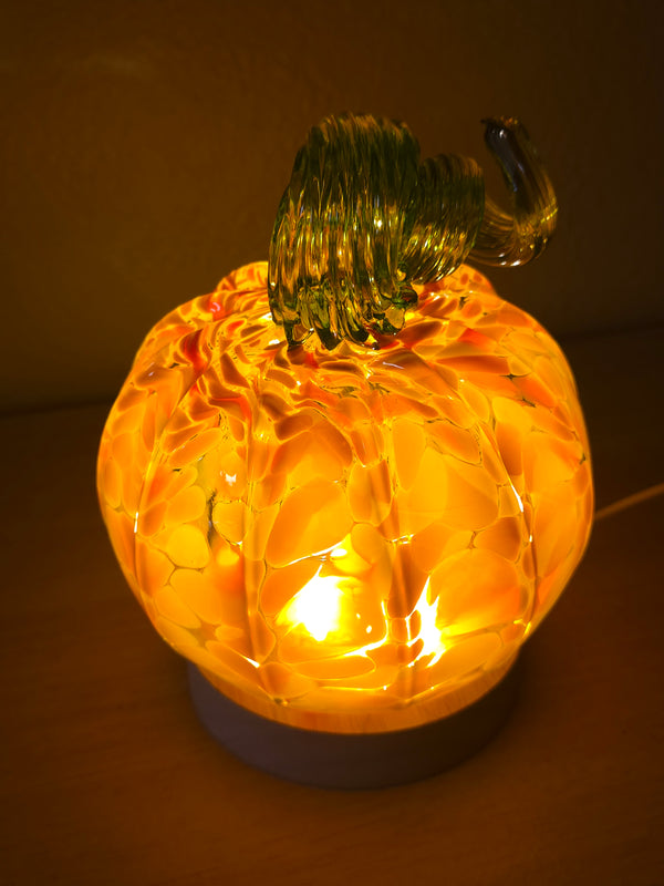 Glass Pumpkin with LED light stand