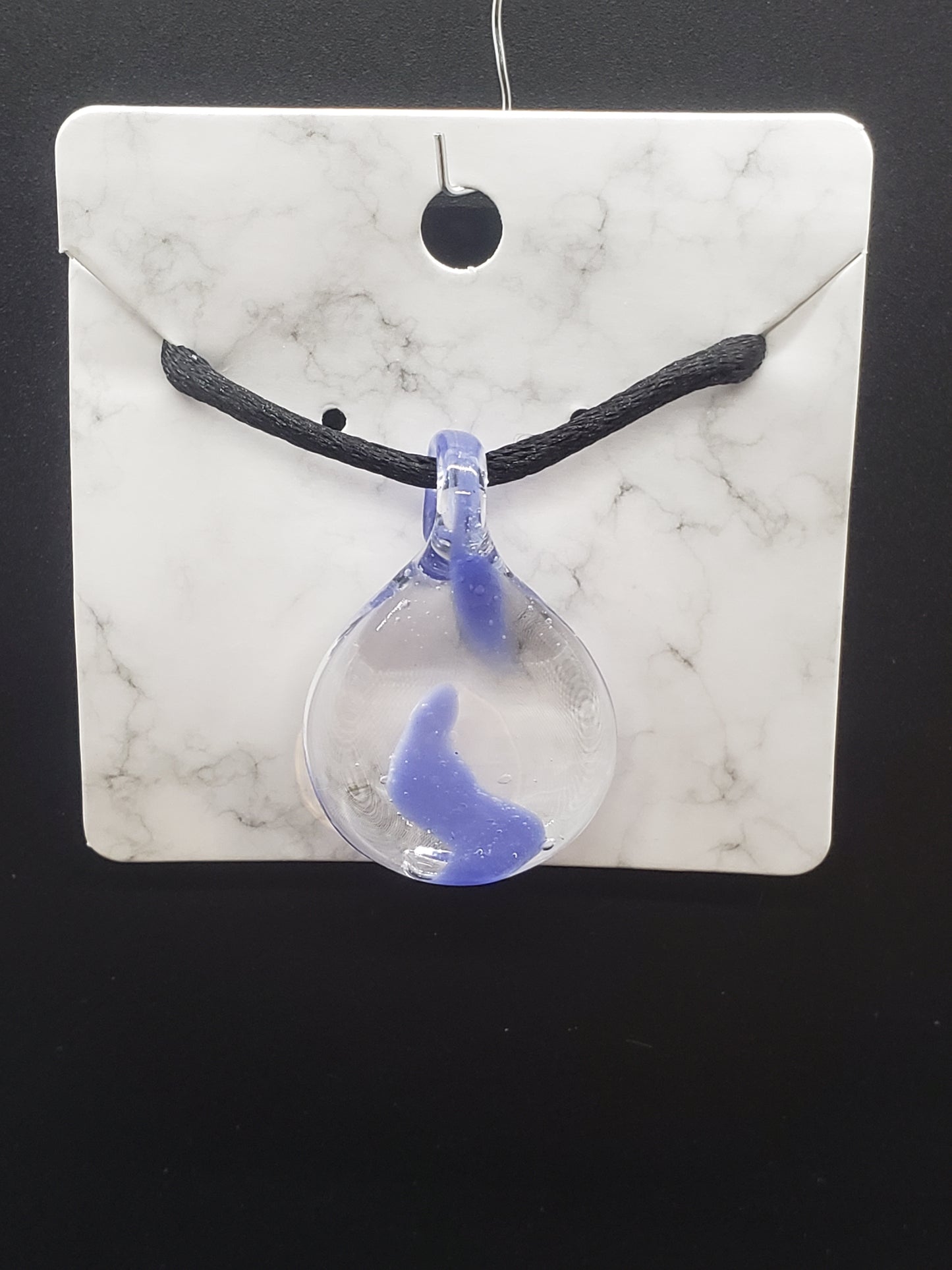 Adjustable flat round glass pendant necklace # PC3S9