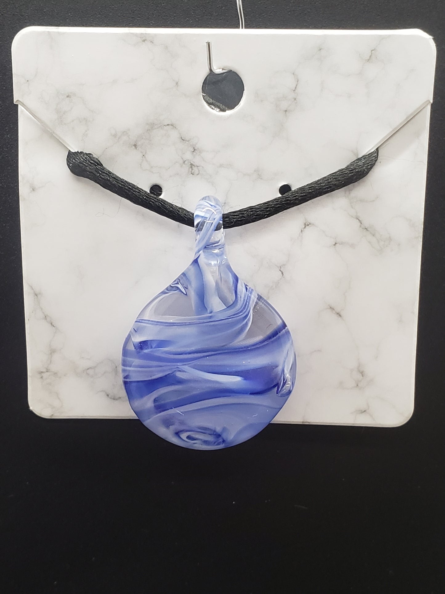 Adjustable flat round glass pendant necklace # PC4S9