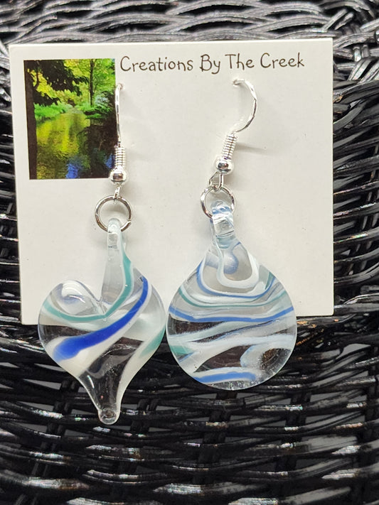 Mis-matched glass pendant earrings # EC1S7