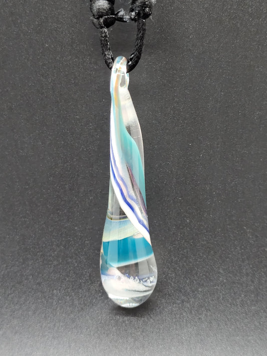 Adjustable glass teardrop pendant necklace # LN10
