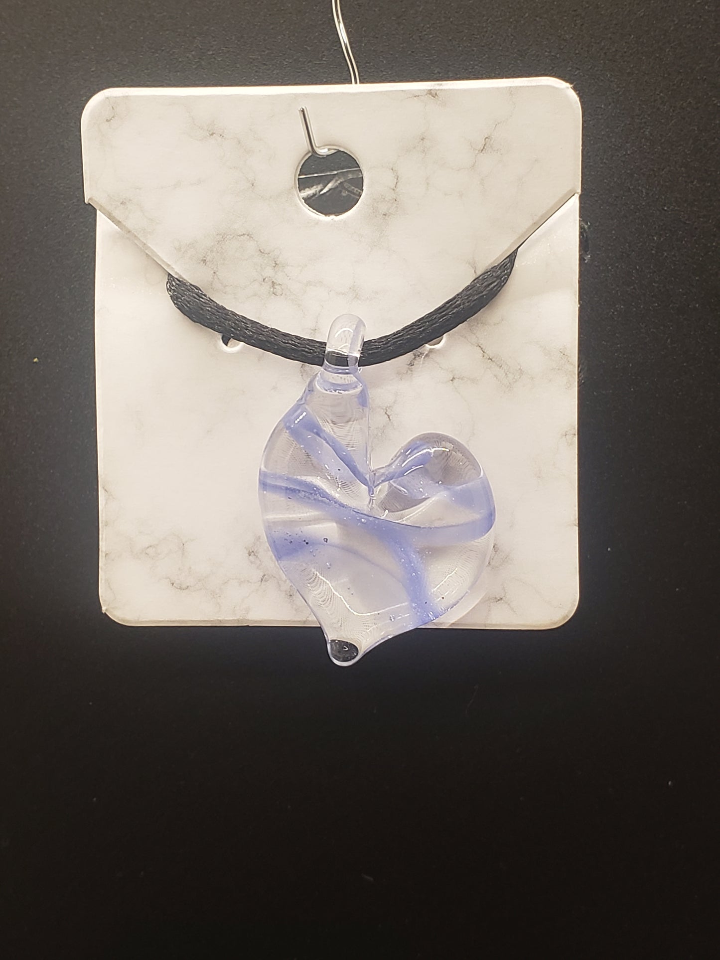 Adjustable heart glass pendant necklace # NC3S12