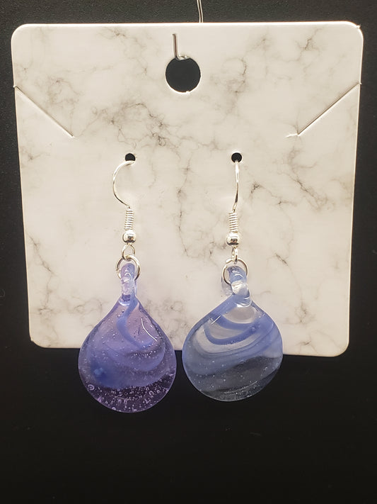 Flat round glass pendant earrings # PC1S12