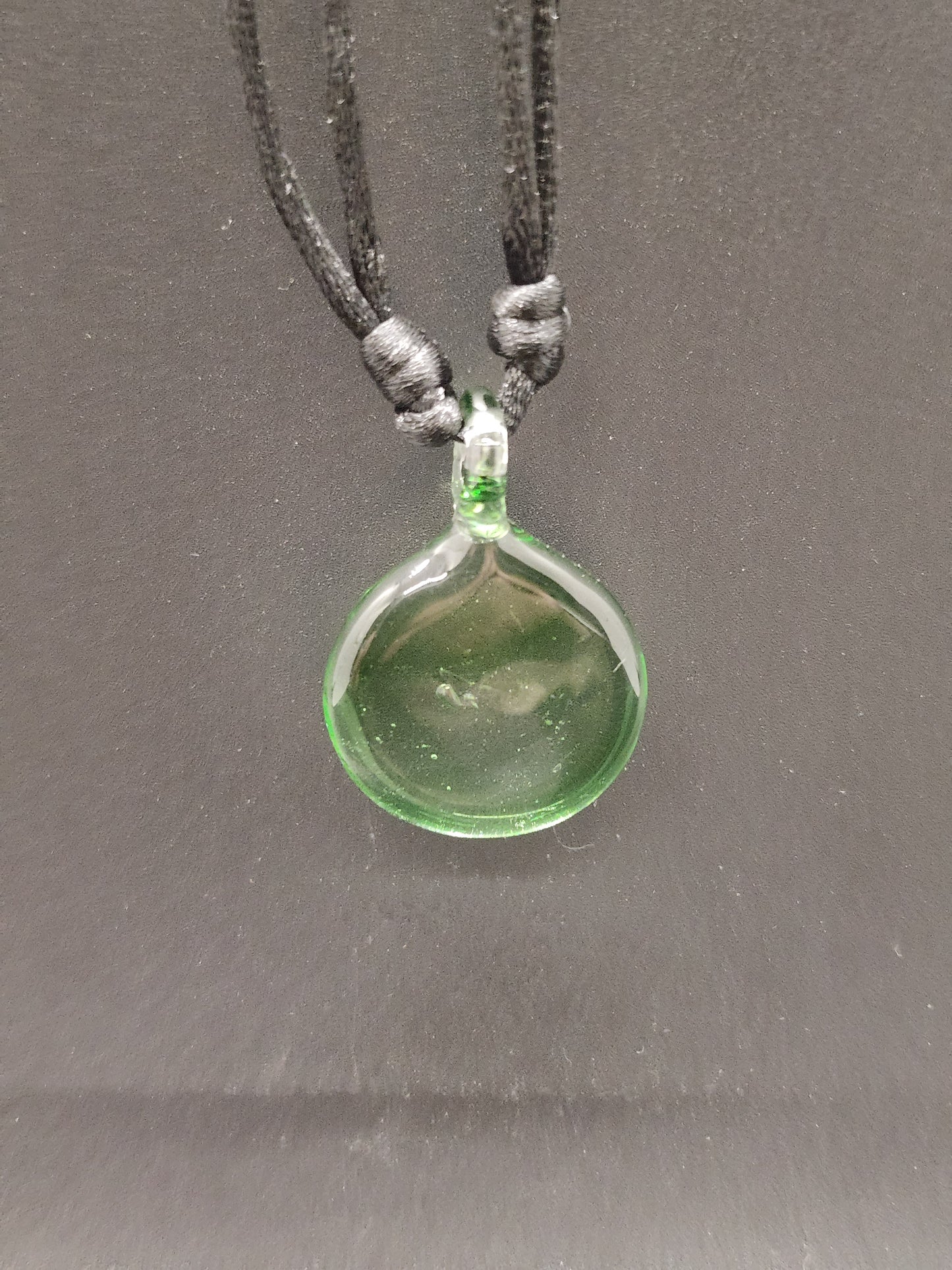 Adjustable flat round glass pendant necklace # LN20