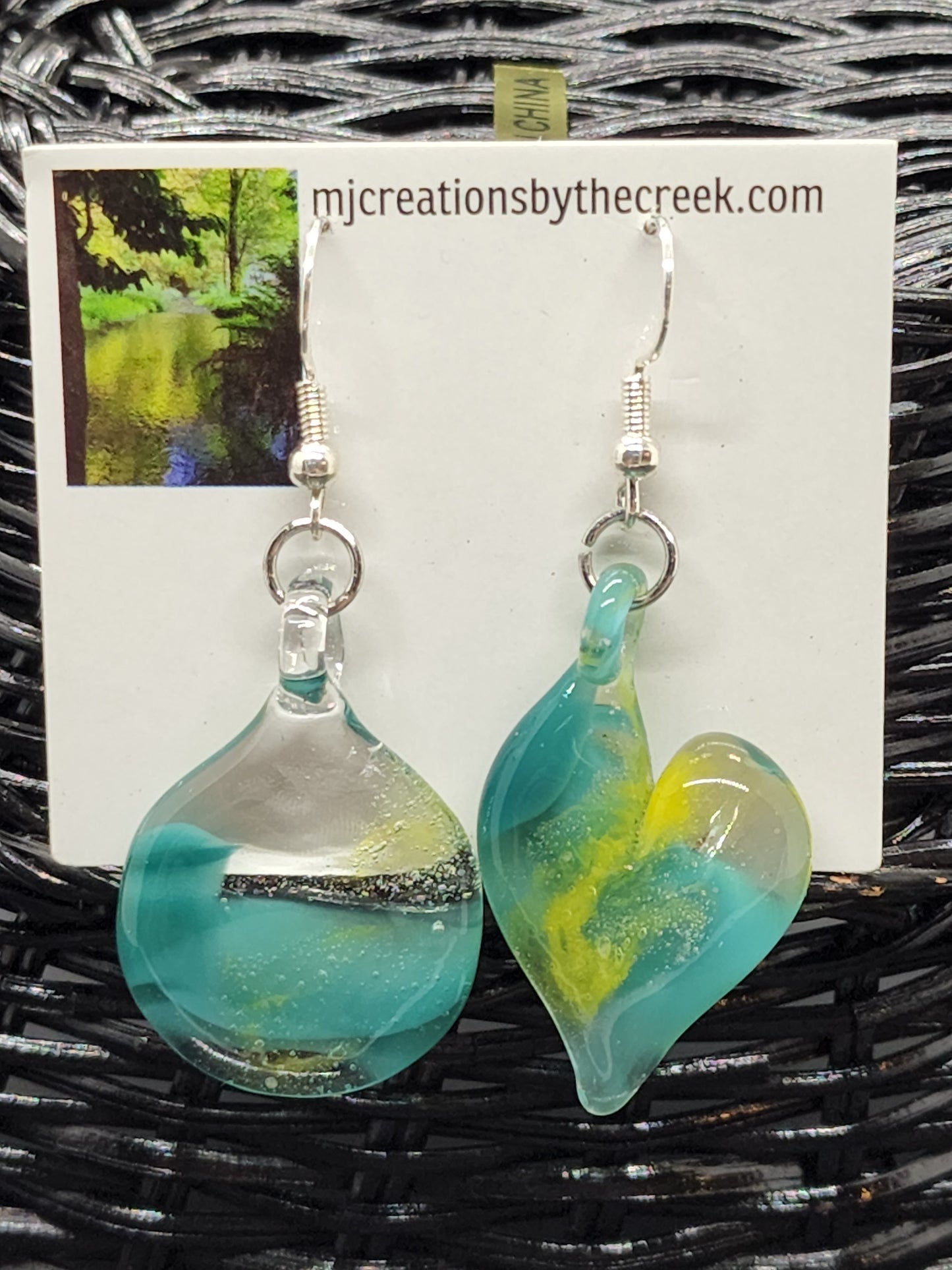 Mismatched glass pendant earrings # EC2S9