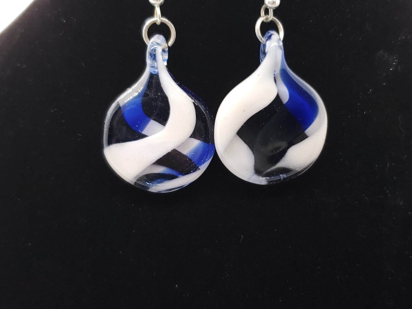 Flat round glass pendant earrings # ES2